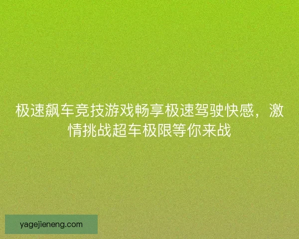 极速飙车竞技游戏畅享极速驾驶快感，激情挑战超车极限等你来战